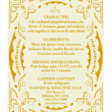 Harney & Sons Gingerbread Tea, 30 Sachets of Gingerbread Festival, a Black Tea with Ginger & Cinnamon